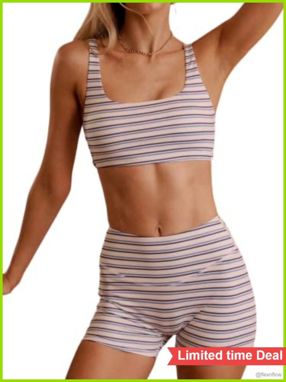Striped Workout Sets for Women 2 Piece Gym Pilates Yoga Outfits